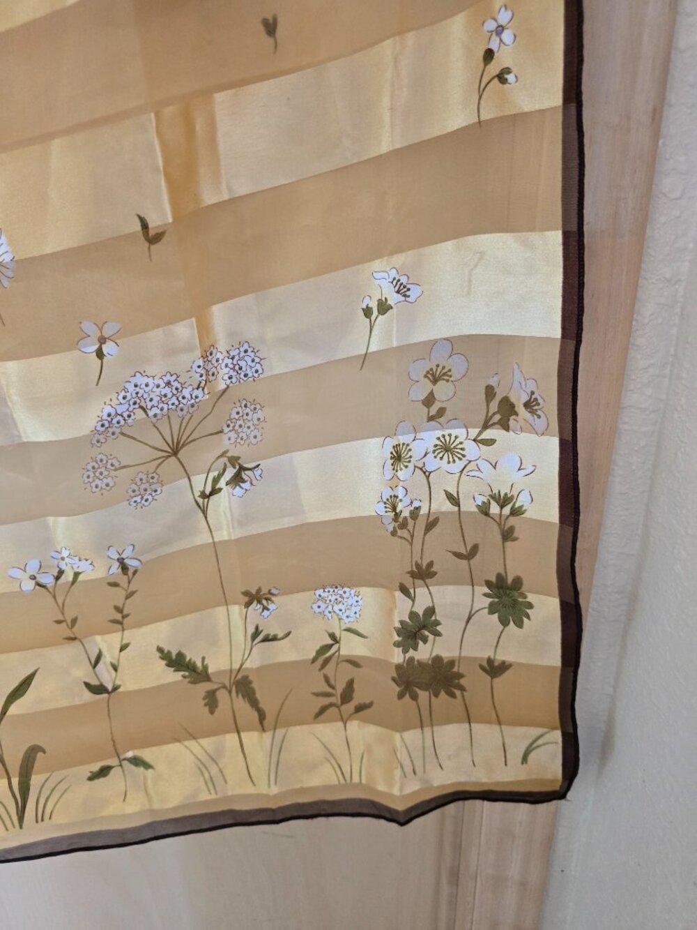 Beautiful Gold-Ivory-Green-Brown 39"x40" Floral Scarf - Picture 9 of 11